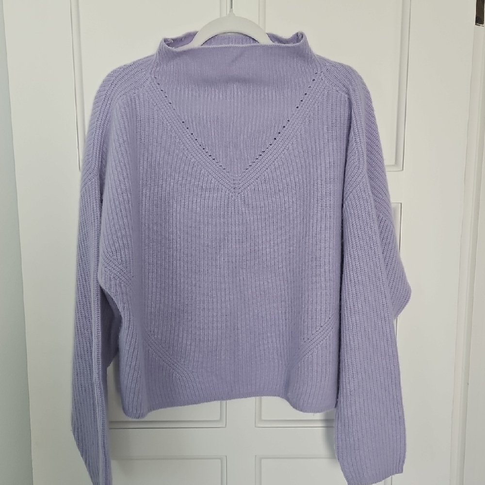 Anthropologie Lilac V-Neck Ribbed Knit Sweater